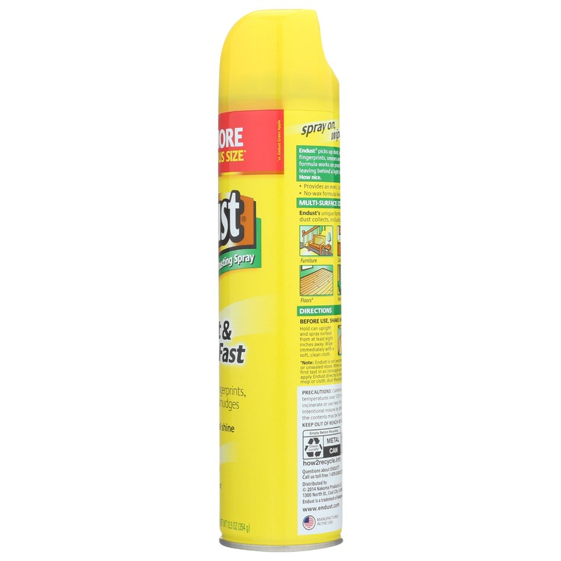 Endust Dust & Clean Fast Dusting Spray, Lemon Zest, 12.5