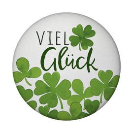 Clover Magnet with Bottle Opener Round with Saying "Viel Glück Glücksklee für Hoffnung Gesundheit Recovery Four Leaves for Get Well Soon