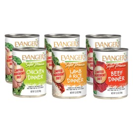 Evanger's Super Premium Limited Ingredient Diet Canned Dog Food Variety Pack, 2 Cans of Chicken Dinner, 2 Cans of Lamb & Rice Dinner, 2 Cans of Beef Dinner, 12.5 Ounce Cans (6 CT)