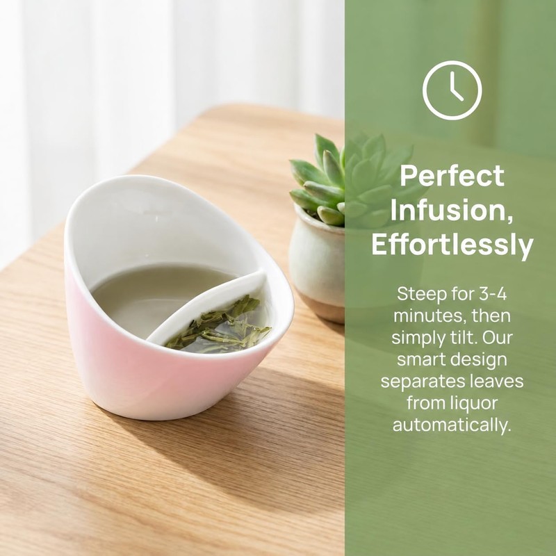 Tilt Tea Cup with Infuser, Water Separation Tea Cup, 11.8oz/350ml