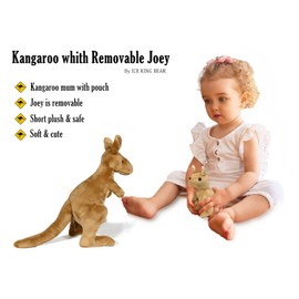 ICE KING BEAR Kangaroo Soft Toy with Removable Joey Stuffed Animal Plush,12 Inches