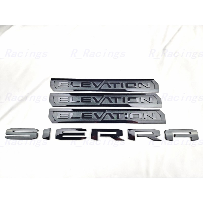 GMC 4PCS Gloss black Door Rear Elevation Sierra Emblems Badge