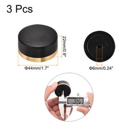 MECCANIXITY 3Pcs Rotary Potentiometer Knob 6mm Hole Dia Plum Blossom Shaft with Scale, 0.9" H x 1.7" Dia Silver Plastic Electronic Control Cap for Volume Control(Black with Gold Trim)