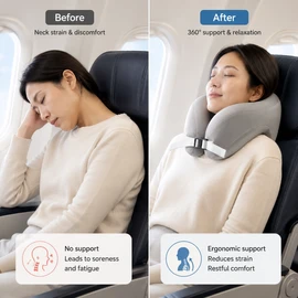 Travel Neck Pillow for Airplane Rest – U-Shaped Memory Foam Pillow for Flights, Office Naps & Car Rides