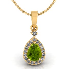 LMDPRAJAPATIS Piedra natal natural de 8,50 quilates, piedra de peridoto chapada en oro de 22 quilates, hermoso colgante en forma de pera, regalo para boda, anversia, compromiso