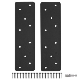 2 Pcs 11.8"x3" Straight Steel Flat Plate, Heavy Duty Mending Plate with Black Powder-Coated Joining Brackets, I Shape Strap Metal Plate Fit 4x4,6x6 for Repair House,Furniture,Pavilion,Truss framing