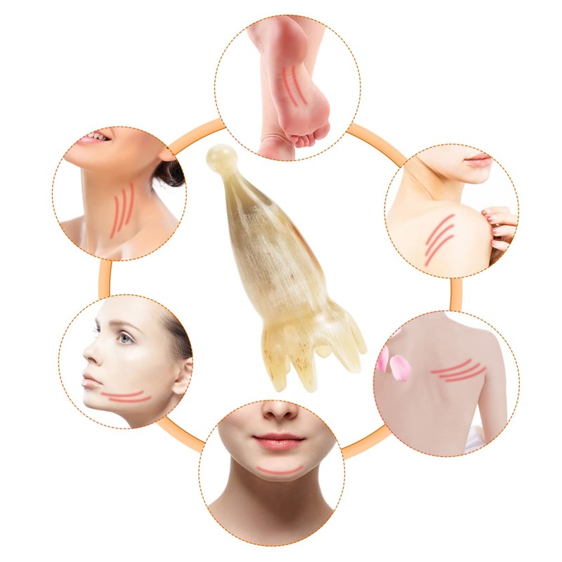 BIUDECO Handheld Ox Horn Massage Comb Natural Scraping Scalp Tool