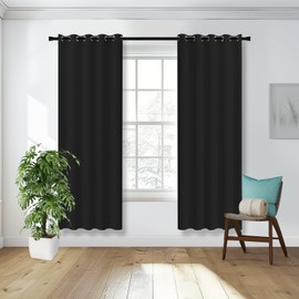 MI CASA Black Blackout Curtains, Thermal Curtains 66" Wide x 54" Drop Blackout Eyelet Ring Top Curtains Bedroom, Single Curtain for Door Doorway Window Living Room Bedroom, 1 Panel