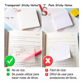 Lomarey 300 Notas Adhesivas Transparentes Apuntes Post It Plastico