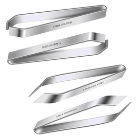 4Pcs Fish Bone Tweezers Set Flat and Slant Kitchen Tweezers 2 Styles for Removing Fish Bones Plucking Poultry Feathers