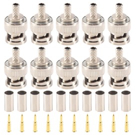 Tuperoymse 10 Sets 3-Piece BNC Male RG58 Plug Crimp Connectors