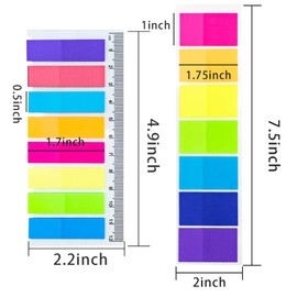 SZXMDKH 920pcs Bright Neon Sticky Notes Flags, 280pcs 44x25mm Index Tabs Sticky + 640pcs 8 Color 43x13mm Mini Page Tape Flags, Translucent & Repositionable Filing Sticky Notes Tabs Page Markers Small