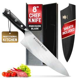 KANKA Professional 8 inch Chef Knife – High Grade 1.4116 Stainless Steel, Ultra-Premium G-10 Fiberglass Handle, Premium Wood Sheath Included – Essential Kitchen Knife for Chefs