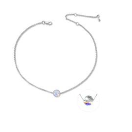 AOBOCO Anklets for Women Sterling Silver Adjustable Foot Ankle bracelet with Austrian Crystal