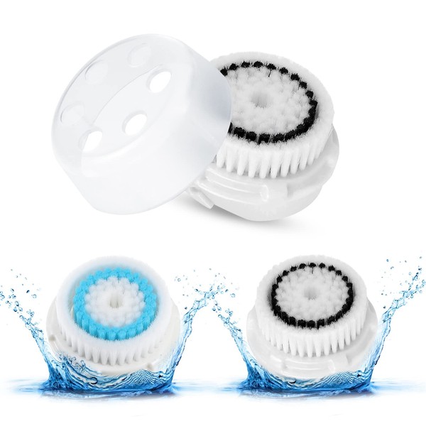 2 x replacement heads for Clarisonic replacement brushes, face brush, replacement cleaning brush, Mia electric replacement heads, replacement brush heads for Mia 2/Alpha Fit/Aria/Smart Profile/Radiance (blue/black)