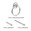 uxcell 6Pcs Round Ring Pulls, Dresser Knobs Silver Circle Drawer