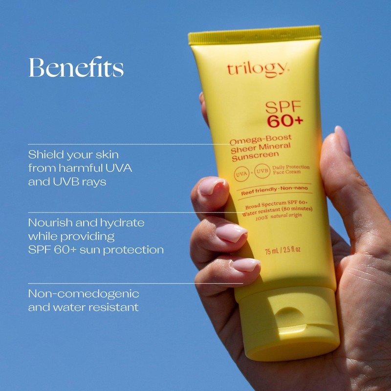 Trilogy SPF 60+ Omega-Boost Sunscreen, Natural, Broad Spectrum Protection for