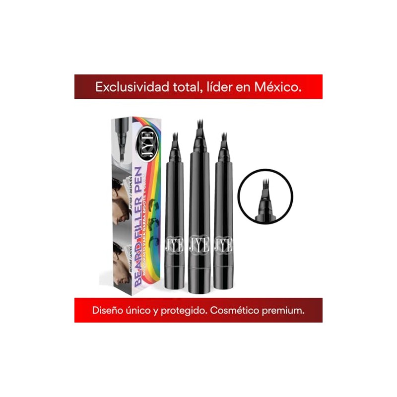 JYE Boligrafo para Barba Edicion PRIDE, Color Negro, barba tupida,