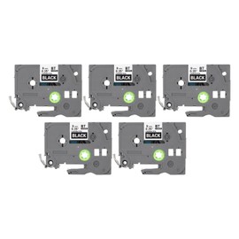 5Pcs Label Maker Tape 9mm Laminated Waterproof Colorfast Multi Purpose Labeler Tape for PT D210 PT D200 PT H110 PT D400 White On Black Bze 325