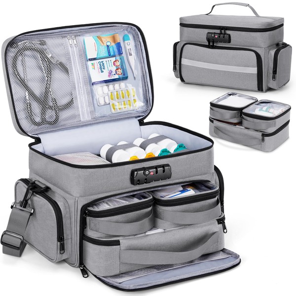 Zannaki Medicine Bag with 3 Removable Pouches, First Aid Bags