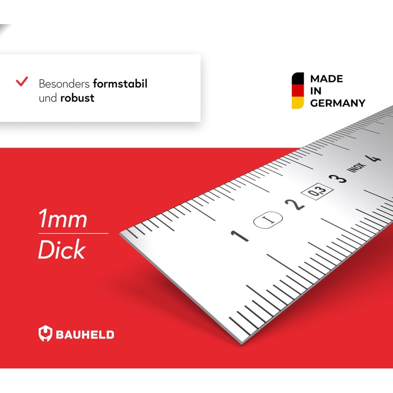 BAUHELD® Steel Ruler 150 mm [EG-1] - Steel Ruler with