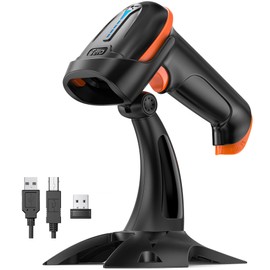 Tera 1D 2D QR Barcode Scanner Wireless and Wired with Battery Level Indicator Digital Printed Bar Codes Reader with Stand Portable Handheld Barcode Scanner Compact Plug and Play Model D5100-Z
