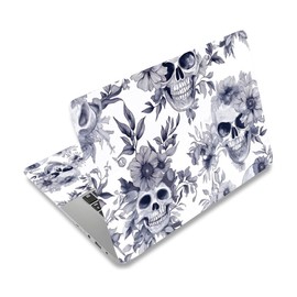 PLIGREAT Laptop Aufkleber Sticker Skin Cover Laptop Aufkleber Mit Totenkopf Blumen Motiv Passend Für 12" 13" 13.3" 14" 15" Laptops Universell Abnehmbar Vinyl Notebook Kunstschutz Netbook PC Abdeckung