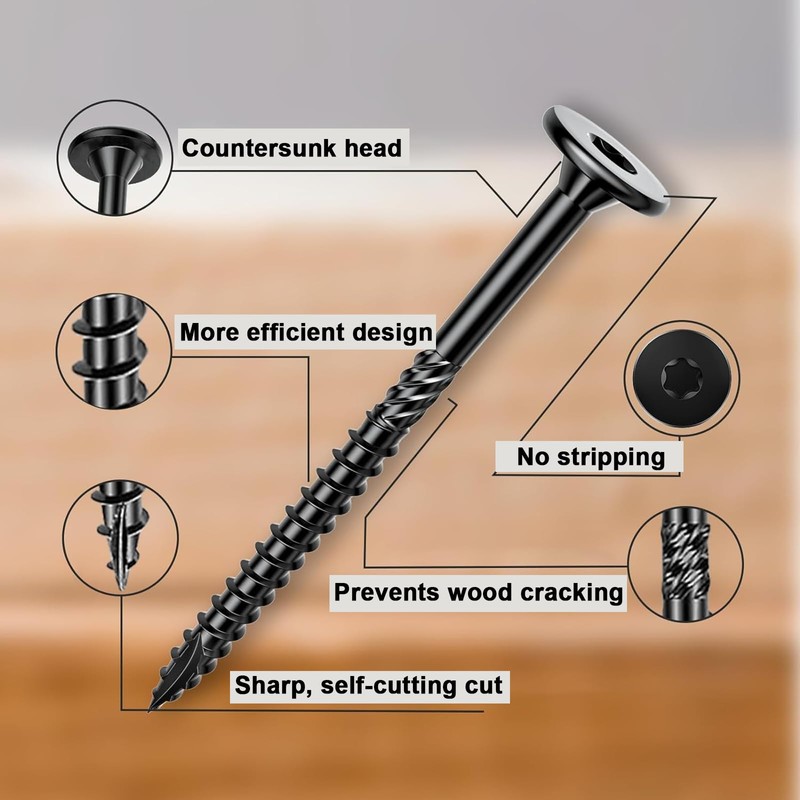 Wavanta 50Pcs Wood Screws 6.3 x 73mm, Star Drive Decking