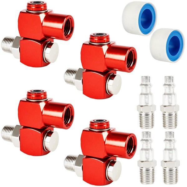 10 Pcs 1/4 NPT 360 Degree Swivel Air Hose Fittings