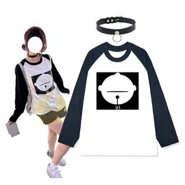 Mrsderi Chainsaw Man Reze Cosplay Same-Style Long T-Shirt with Long Sleeves and Choker, Wig Optional, Reze Merchandise, Tops, Costume, Casual Daily Wear, Halloween Event (Outfit + Choker, M) [Parallel