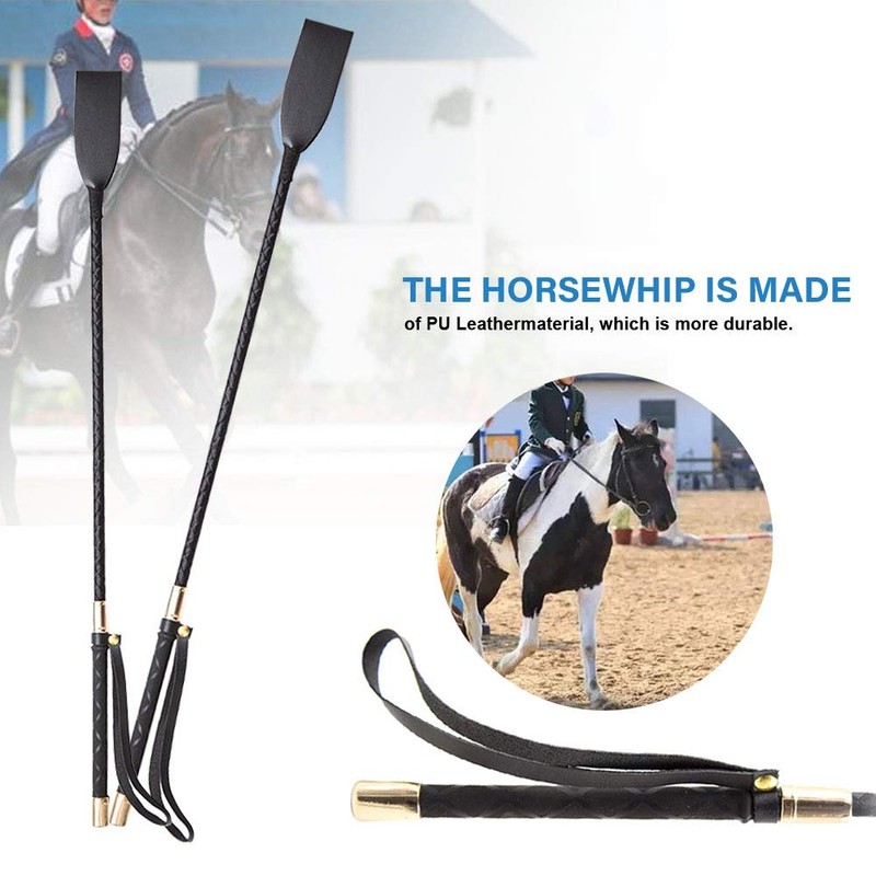 Kisbeibi Horse Whip, Lightweight Riding Crop with Handle PU Leather