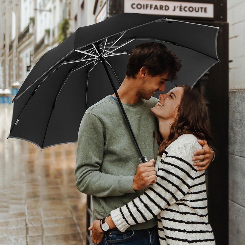 Lejorain Large Reverse Umbrella -50 Inch Windproof Folding Inverted Umbrella