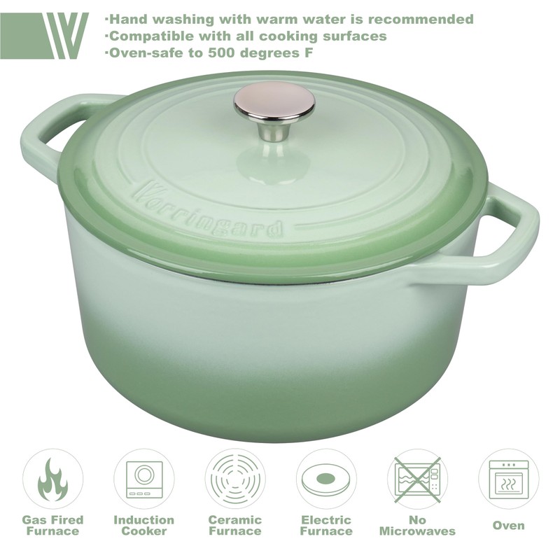 VORRINGARD Enameled Cast Iron Dutch Oven Pot with Lid, for
