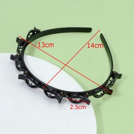 JZK 2 x Hair Pin Headband, Plastic Double Layer Twist Plait Hairpin Headbands, Hair Band, Styling Accessories for Girls Women (Black + Brown)