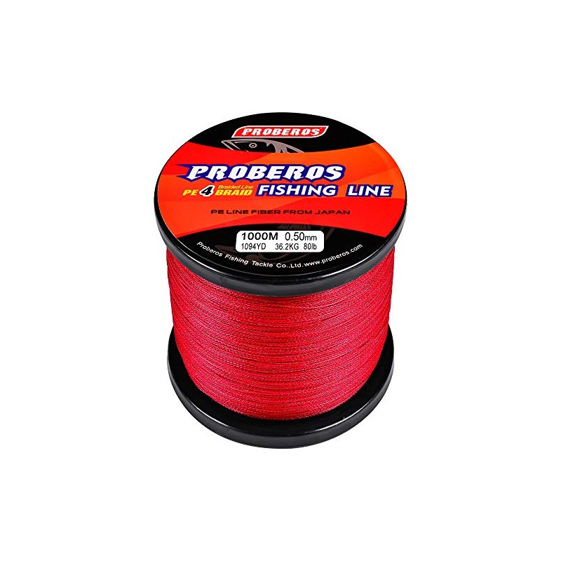 PE Braided Fishing Line (Red, 6LB/300M 4 Strands)