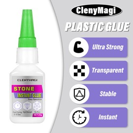 ClenyMagi Stone Glue, 2 Pack Fast Drying Rock Glue, Strong Clear Adhesive for Marble, with Anti Clog Cap, Waterproof, Heat-Resistant Strong Adhesive for Granite, Artificial Stone, Tile, DIY