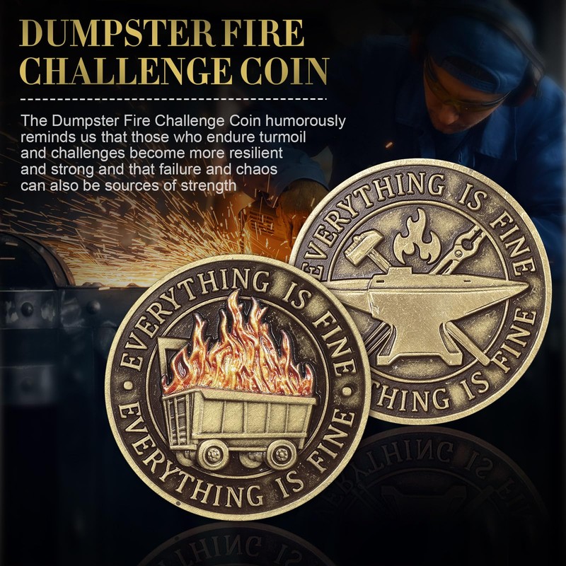 Landical 24 Pcs Dumpster Fire Challenge Coin Sets Christmas Employee