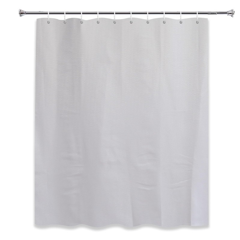 YISURE Short Shower Curtain 65 Inch Length, White Waffle Textured