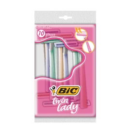 BIC, Rastrillo para Mujer, Rasurador de Dos Hojas, Twin Lady, Piel Normal, 10 piezas
