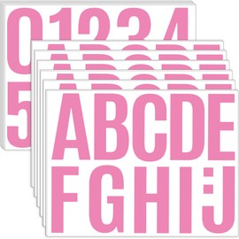 24 Sheets Letter Stickers Bulletin Board Letters Large 4 Inch Vinyl Alphabet Stickers Big ABC Numbers Peel and Stick for Poster Board Classroom Mailbox Crafts Window Door Decoration (Pink)