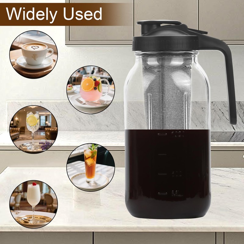 Cold Brew Coffee Maker Pitcher, 64oz Iced Coffee Tea Pitcher