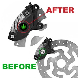 Pot Leaf Front Brake Caliper Inserts, Compatible with Harley Davidson Brembo Brakes. Sold In Pairs. MADE IN THE USA