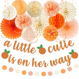 Holkcog Orange Orange babyshower Paper Fan Decorative Set