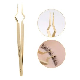 Pinzas De Aislamiento Nagaraku N-12 Extensiones De Pestañas Color Dorado