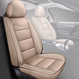 YORKNEIC Seat Covers Fit for Toyota Camry 2012-2024 2025: Leather Car Seat Covers Full Set - Waterproof Car Seat Protector Compatible Airbag (5 Seats, Beige)