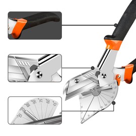 Yilceemy Multifunctional Angle Mitre Scissors, Quarter Round Cutting Tool, Mitre Scissors 45 to 135 Degrees Adjustable, for Precise Cut of Cork, Plastic, with 2 Replacement Blades