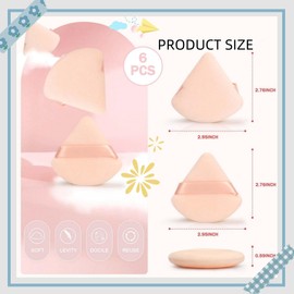 6-Piece Powder Puff Face Triangle Set - Triangle Powder Puff Soft Velour Makeup Sponges for Loose Powder and Body Powder - Beauty Makeup Tools,with Travel Storage Box (Black/Nude)