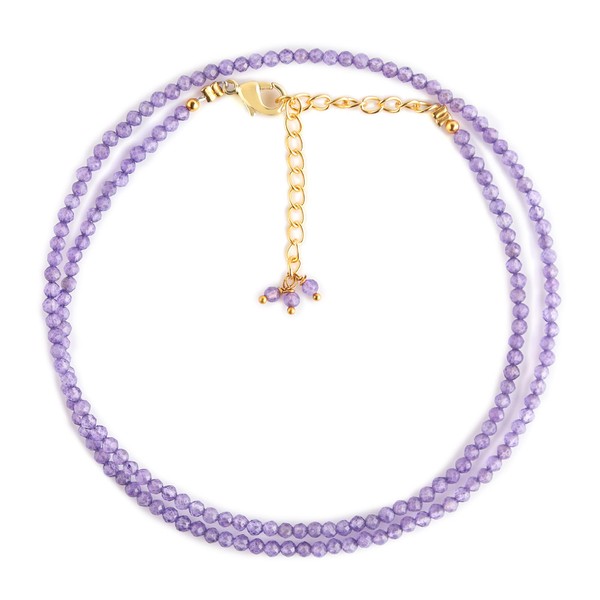 Natural Amethyst Beads Necklace, 2.5 mm Beads Size, Delicate Necklace