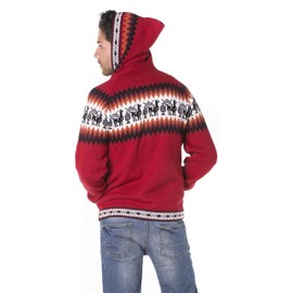 Gamboa Alpaca Cardigan Sweaters for Men Hoodie Mens Jacket Light and Softness Wool Knitted Fall Winter Hooded Sweater Red