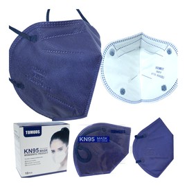JANDS 10 Cubrebocas Kn95 Adultos Mascarilla Polipropileno Con Filtro 4 Capas. (Azul Marino)